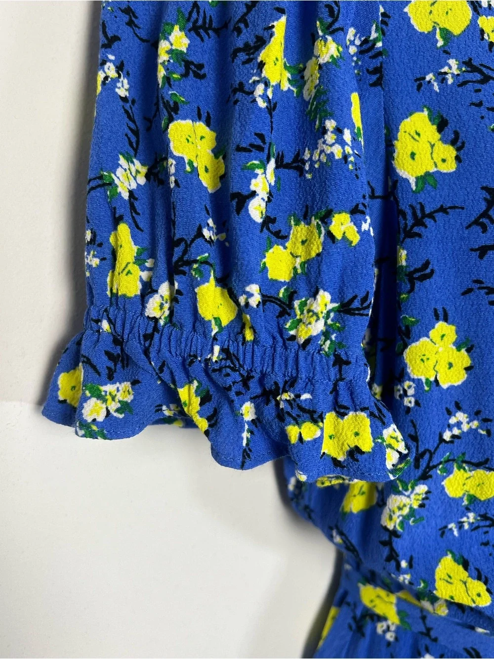 Diane von Furstenberg Emilia Wrap Dress Blue Yellow Floral M